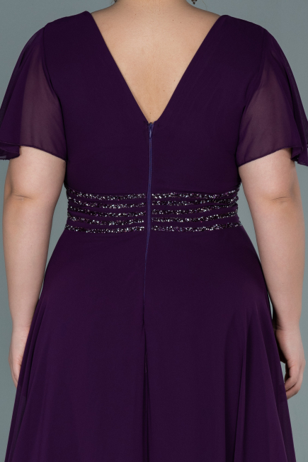 Long Purple Chiffon Plus Size Evening Dress ABU2755
