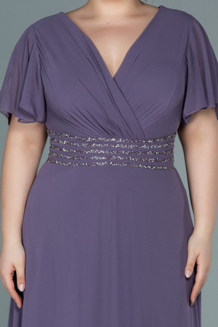 Long Lavender Chiffon Plus Size Evening Dress ABU2755