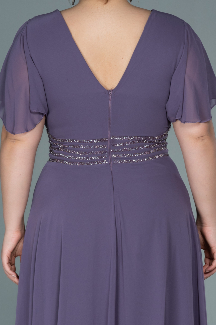Long Lavender Chiffon Plus Size Evening Dress ABU2755