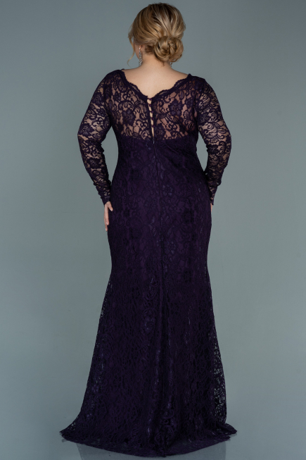 Purple Long Laced Oversized Evening Dress ABU1574