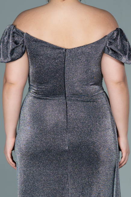 Long Anthracite Plus Size Evening Dress ABU2658