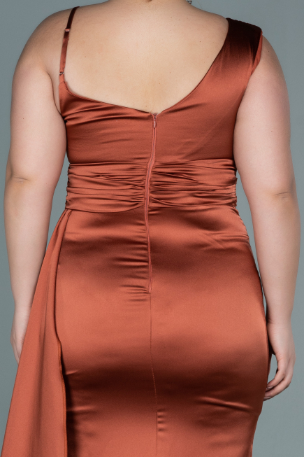 Light Brown Long Satin Plus Size Evening Dress ABU2599