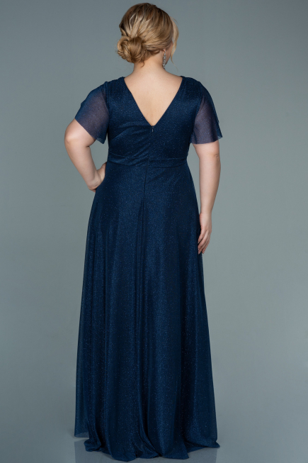 Navy Blue Long Plus Size Evening Dress ABU2310