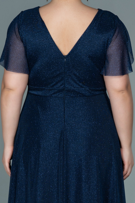 Navy Blue Long Plus Size Evening Dress ABU2310