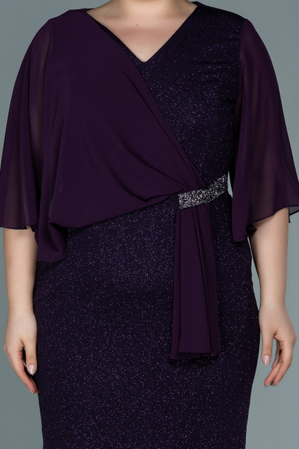 Midi Purple Plus Size Evening Dress ABK1567
