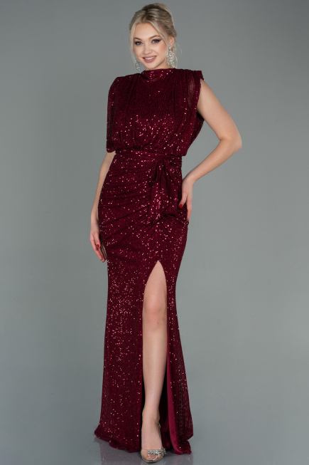 Long Burgundy Scaly Evening Dress ABU2752