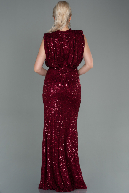 Long Burgundy Scaly Evening Dress ABU2752