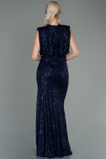 Long Navy Blue Scaly Evening Dress ABU2752