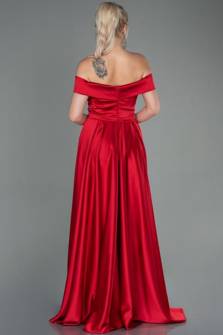 Long Red Satin Evening Dress ABU2750