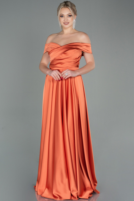 Long Orange Satin Evening Dress ABU2750
