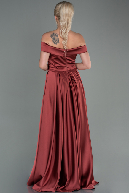 Long Light Brown Satin Evening Dress ABU2750
