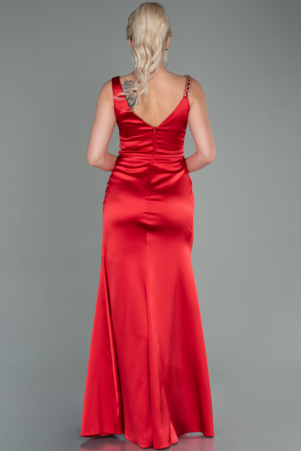 Long Red Satin Evening Dress ABU2771