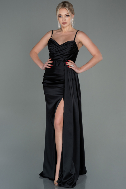 Long Black Satin Mermaid Evening Dress ABU1894
