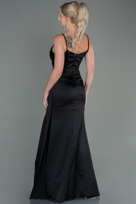 Long Black Satin Mermaid Evening Dress ABU1894
