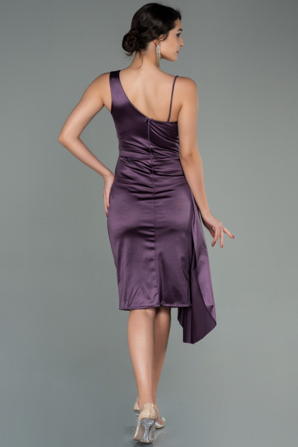 Short Lavender Satin Invitation Dress ABK1579