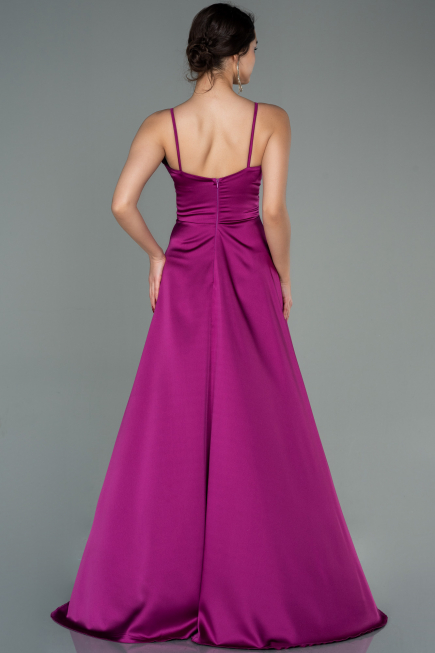 Plum Long Satin Prom Gown ABU2375