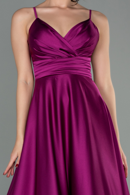Plum Long Satin Prom Gown ABU2375