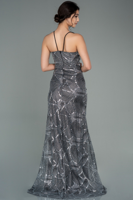 Long Black-Silver Evening Dress ABU2803