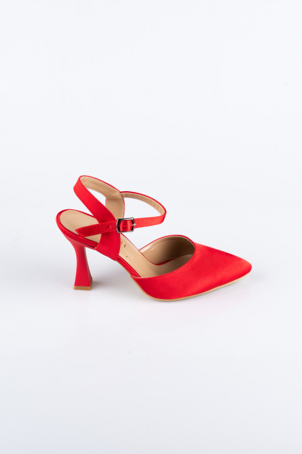 Red Satin Evening Shoe AB1086