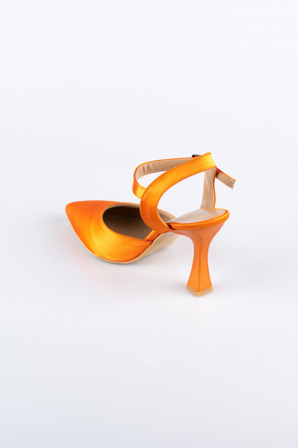 Orange Satin Evening Shoe AB1086