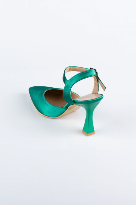 Green Satin Evening Shoe AB1086
