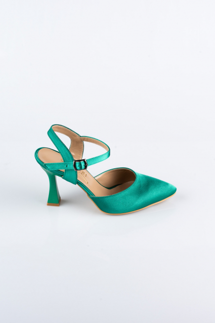 Green Satin Evening Shoe AB1086