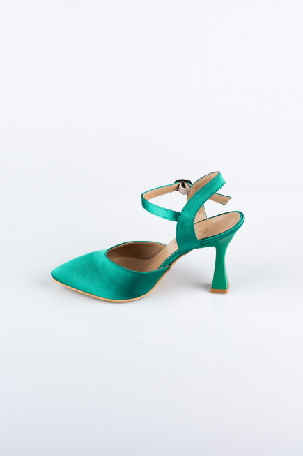 Green Satin Evening Shoe AB1086