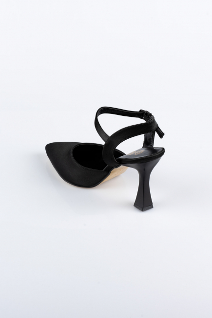 Black Satin Evening Shoe AB1086
