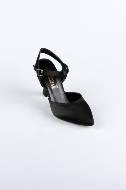 Black Satin Evening Shoe AB1086