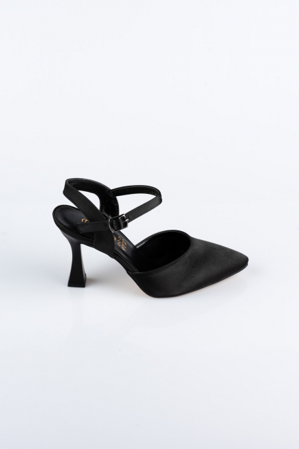 Black Satin Evening Shoe AB1086