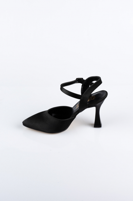 Black Satin Evening Shoe AB1086