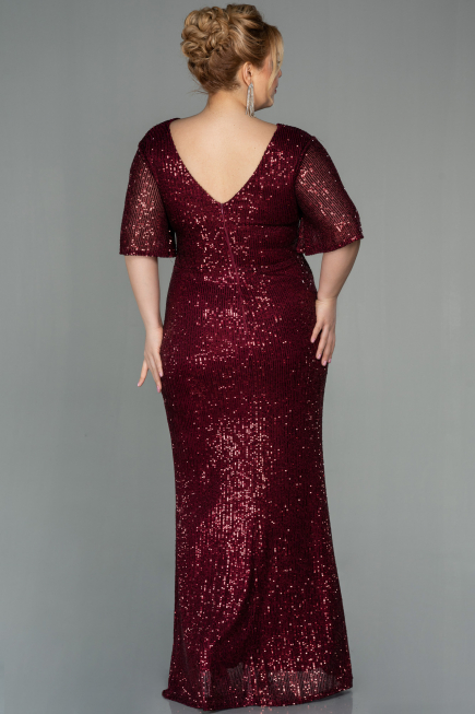 Long Burgundy Scaly Plus Size Evening Dress ABU2796