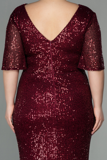 Long Burgundy Scaly Plus Size Evening Dress ABU2796