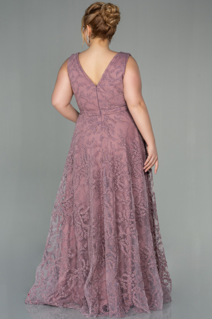 Rose Colored Long Plus Size Evening Dress ABU2537