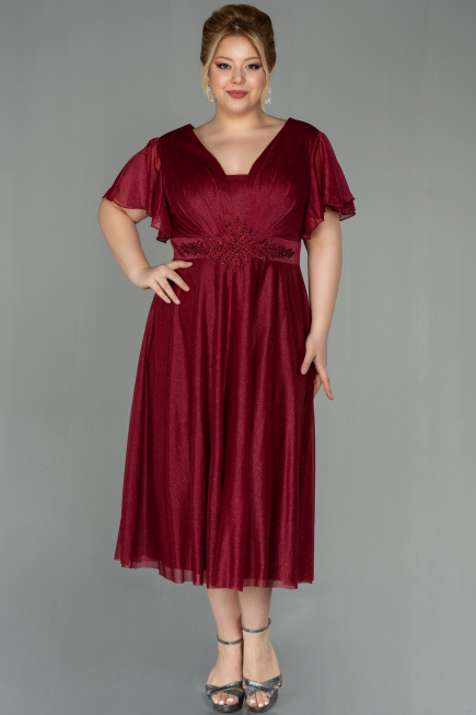 Burgundy Long Plus Size Evening Dress ABU2498