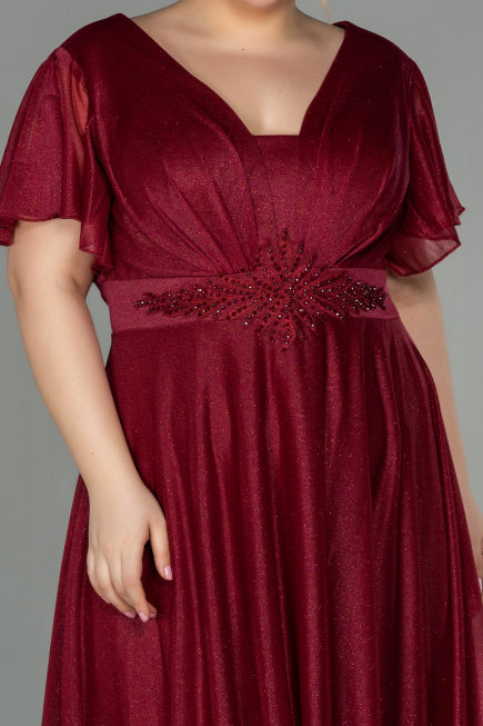 Burgundy Long Plus Size Evening Dress ABU2498