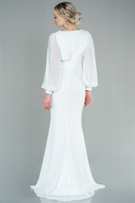 Long White Chiffon Evening Dress ABU2818
