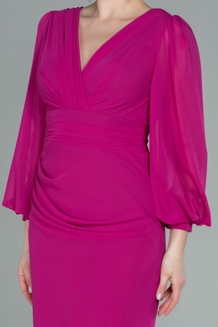 Long Fuchsia Chiffon Evening Dress ABU2818