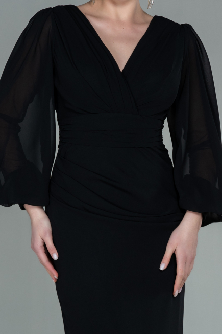 Long Black Chiffon Evening Dress ABU2818