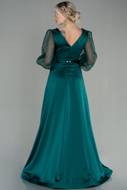 Long Emerald Green Satin Evening Dress ABU2830