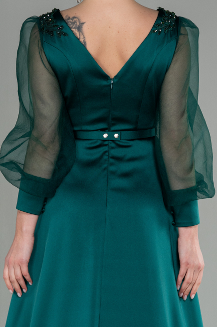Long Emerald Green Satin Evening Dress ABU2830