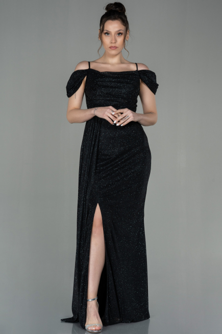 Long Black-Silver Evening Dress ABU2835
