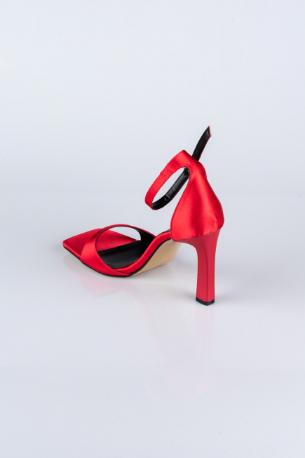 Red Satin Evening Shoe AB700