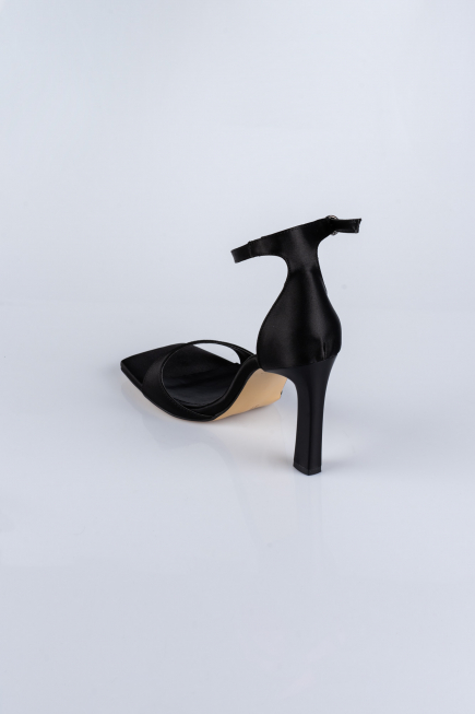 Black Satin Evening Shoe AB700