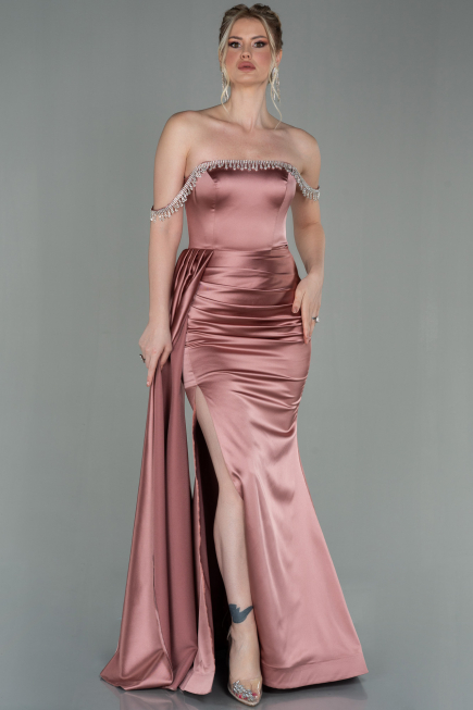 Onion Skin Long Satin Evening Dress ABU2618