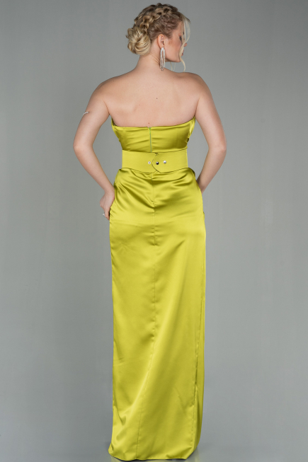 Long Pistachio Green Satin Evening Dress ABU2844