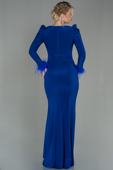 Sax Blue Long Evening Dress ABU2804