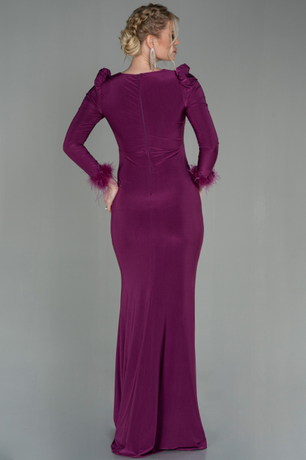 Cherry Colored Long Evening Dress ABU2804