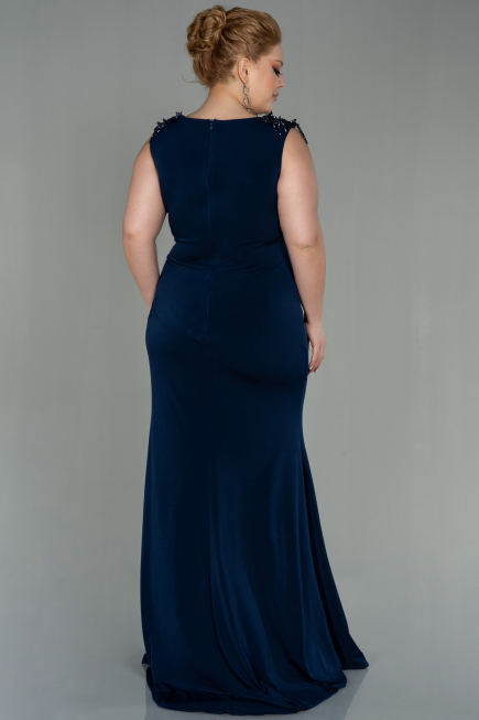 Long Navy Blue Plus Size Evening Dress ABU2854