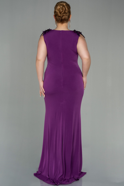 Long Plum Plus Size Evening Dress ABU2854
